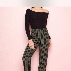 Brandy Melville Black and Green Striped Pants